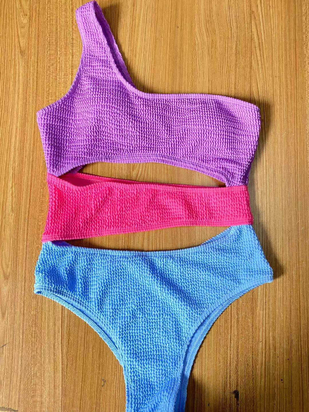 One Shoulder 3 Color Monokini's