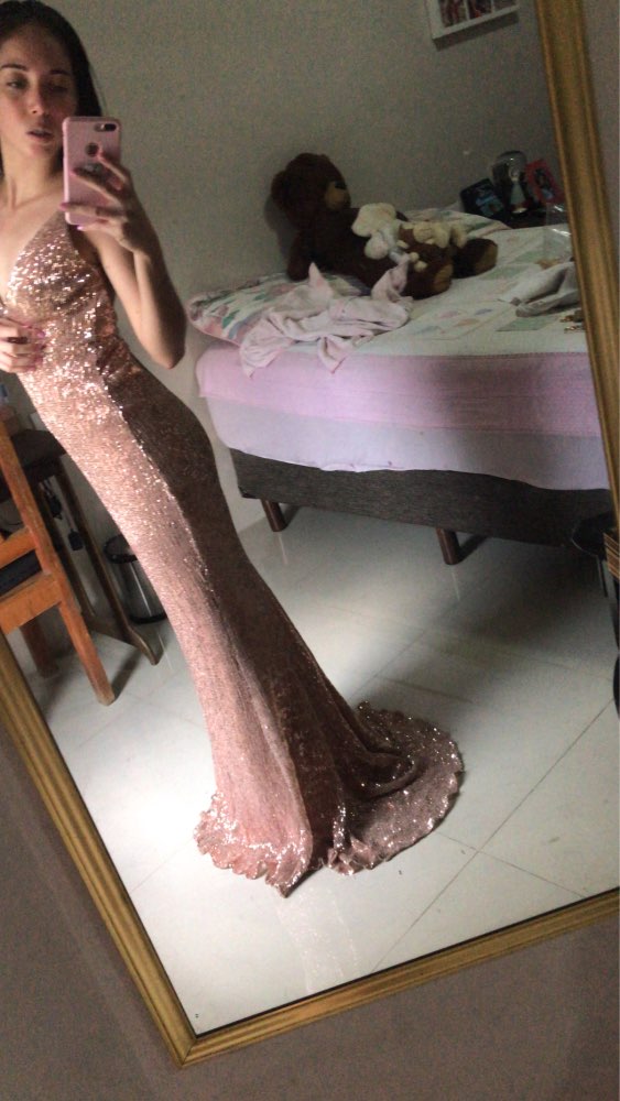 Deep V Sequins Sleeveless Trumpet Mermaid Maxi Dresses