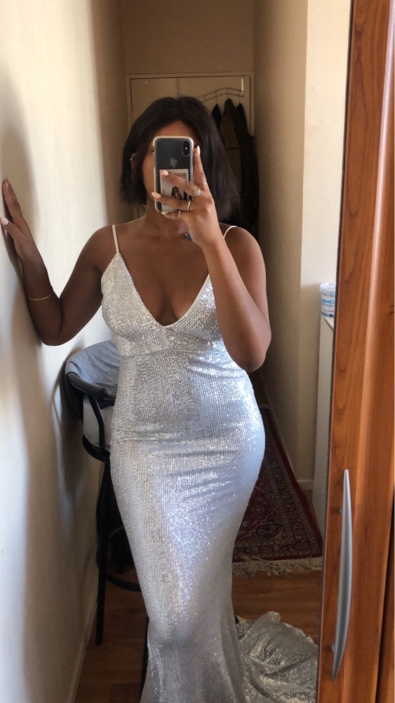 Deep V Sequins Sleeveless Trumpet Mermaid Maxi Dresses