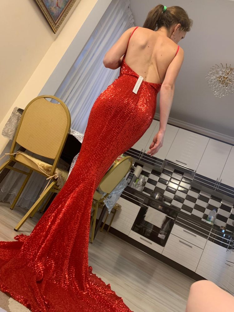 Deep V Sequins Sleeveless Trumpet Mermaid Maxi Dresses