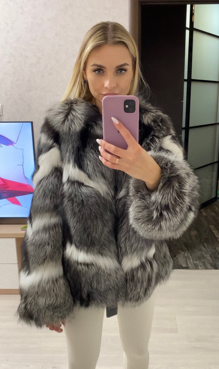 Silver & White Fur Fluff Coat