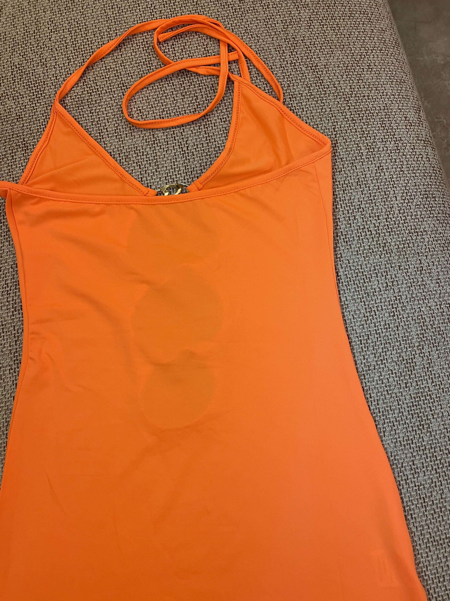 Cut Out Metal Ring Ties Halter Mini Dresses