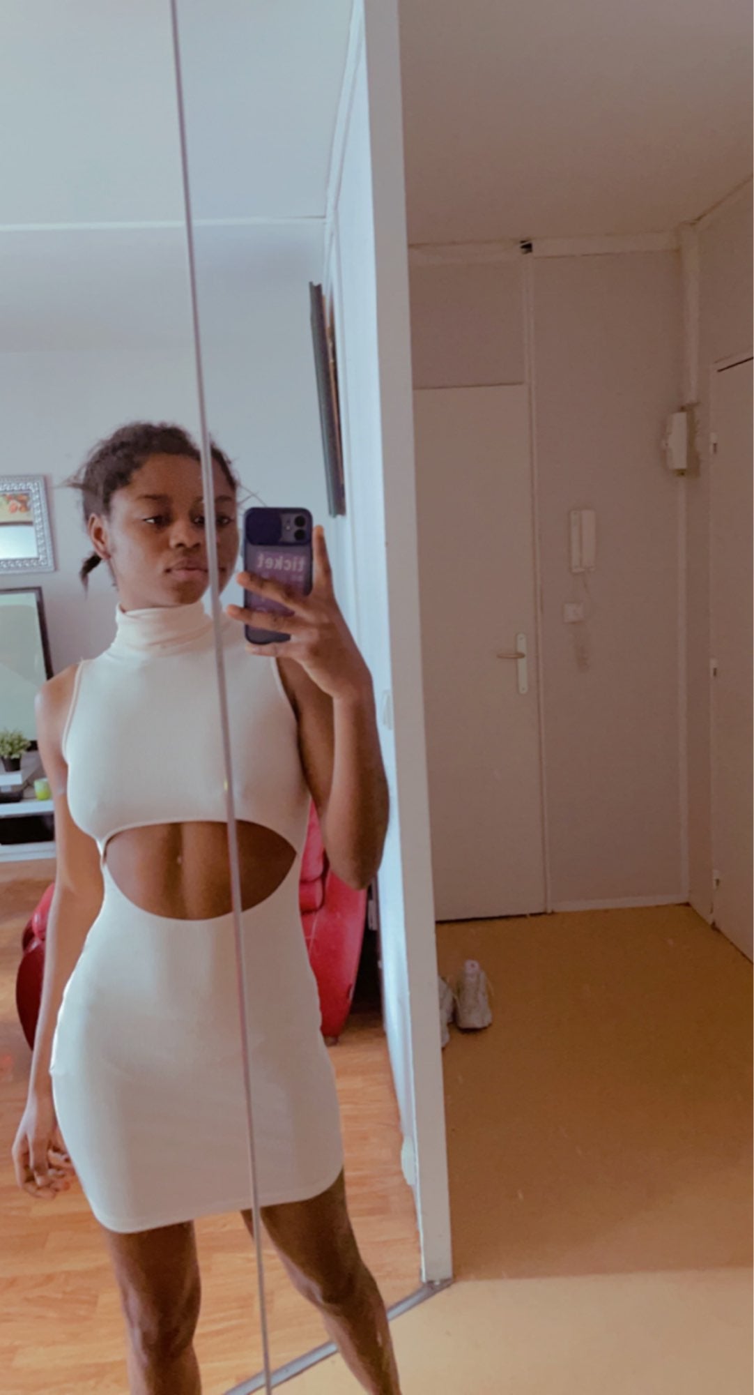 Turtleneck Hollow Belly Sleeveless Mini Dresses
