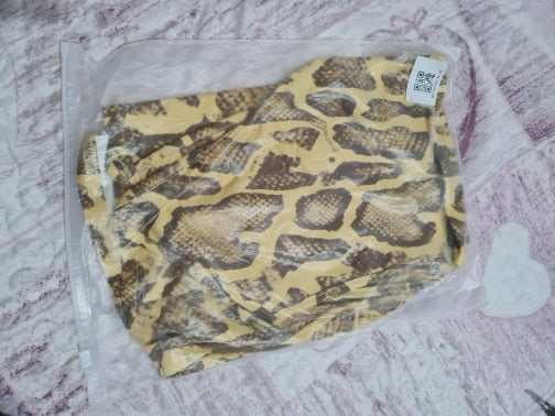 Yellow Snake Spaghetti Strap Mini Dress