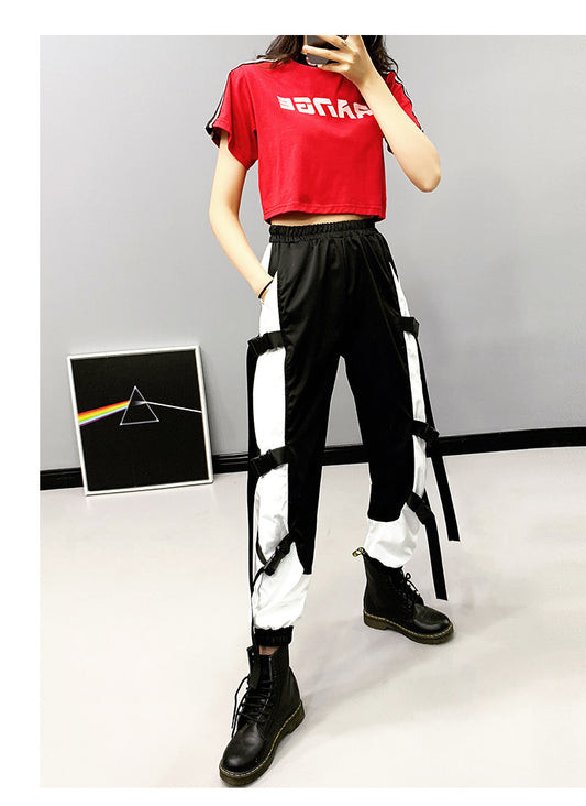 Side Buckle Straps Loose Pants