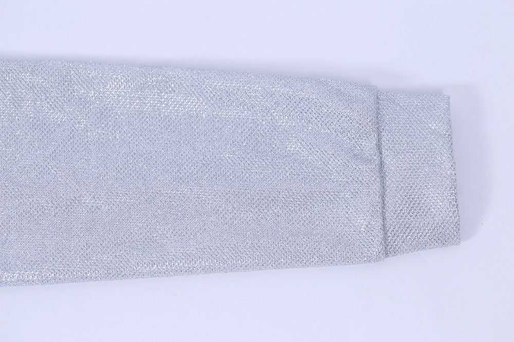 Sparkle Sliver V Neck Full Sleeve Bodycon Romper