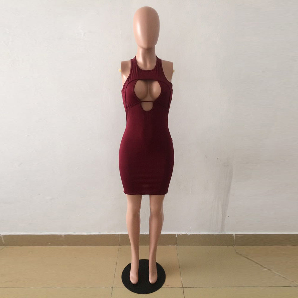 Hollow Chest Sleeveless Strapless Dress