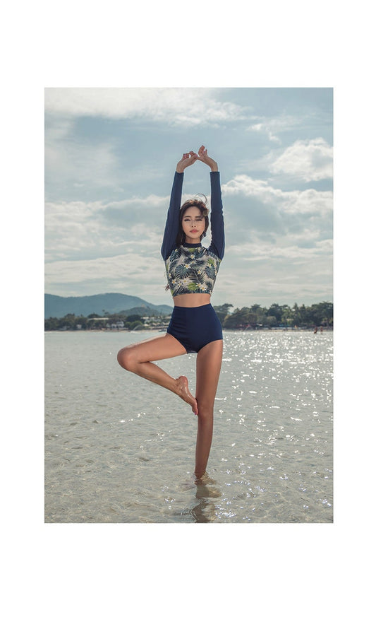 Rash Guard Diving Long Sleeve Bikini Set