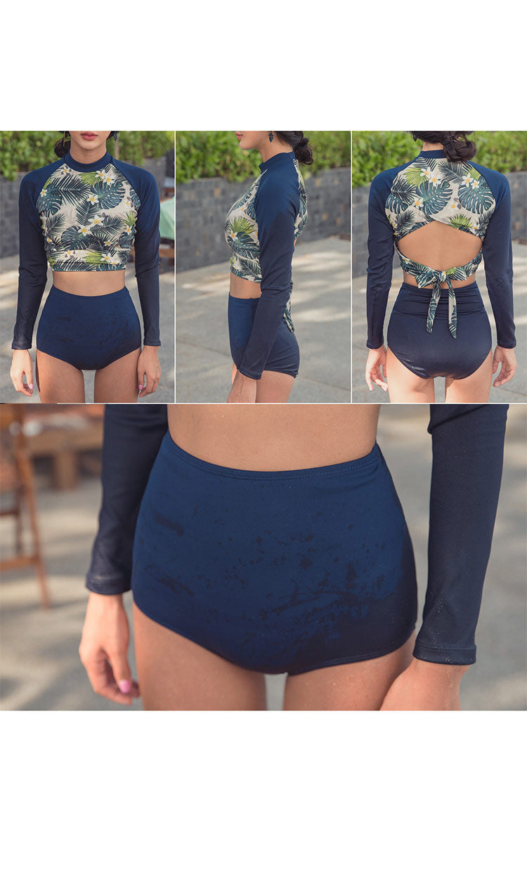 Rash Guard Diving Long Sleeve Bikini Set