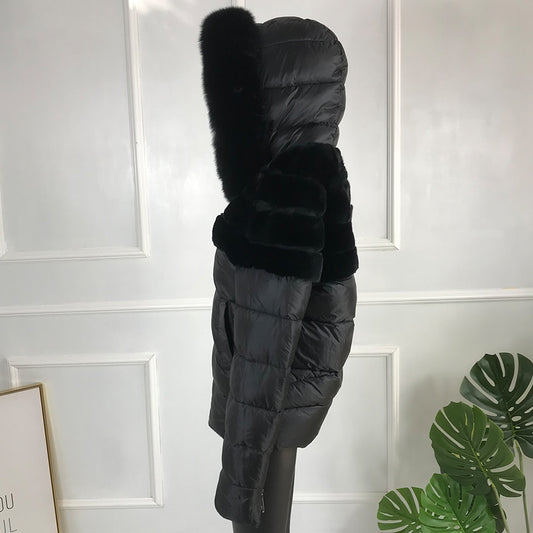 Rabbit Fur & Fox Fur Parka Down Bubble Coats