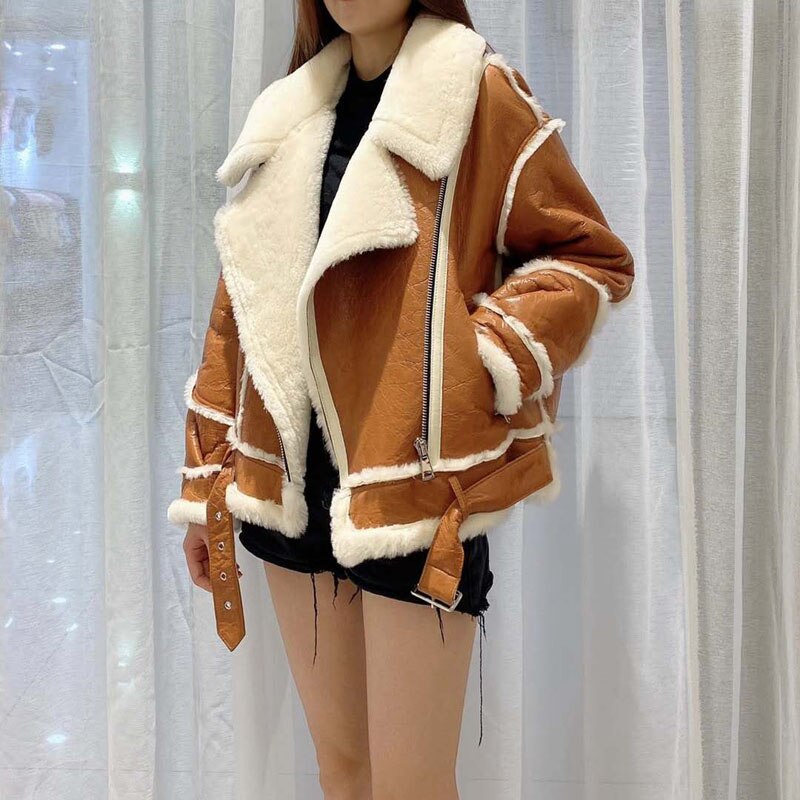 GENUINE LEATHER Real Sheep Fur Full Pelt Jackets