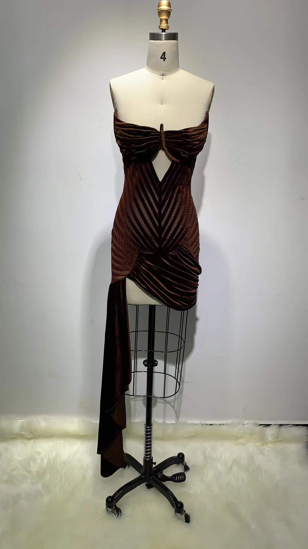 Mesh Corset Long Drape Mini Dress
