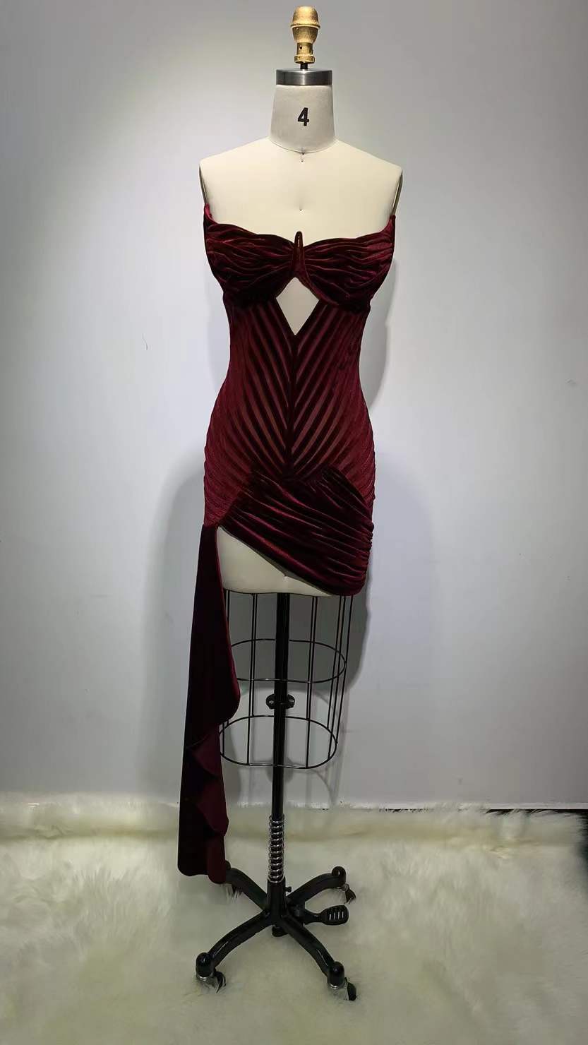 Mesh Corset Long Drape Mini Dress