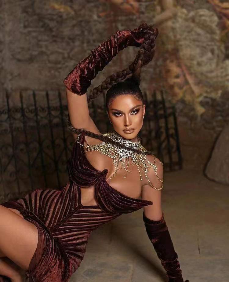 Mesh Corset Long Drape Mini Dress