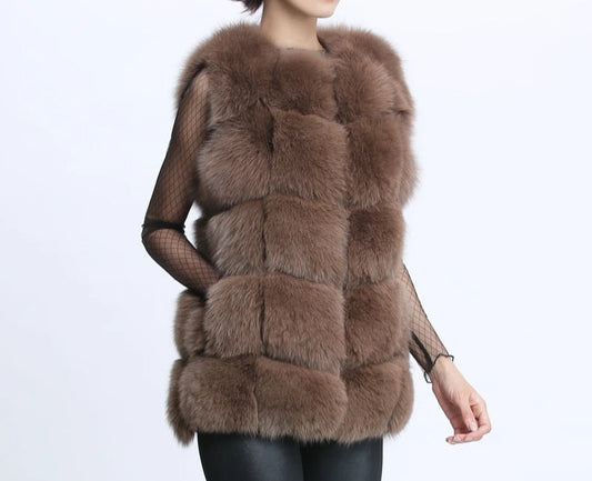 Pattern Real Fox Fur Vests