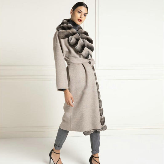 Genuine Fur Long Collar Overcoats