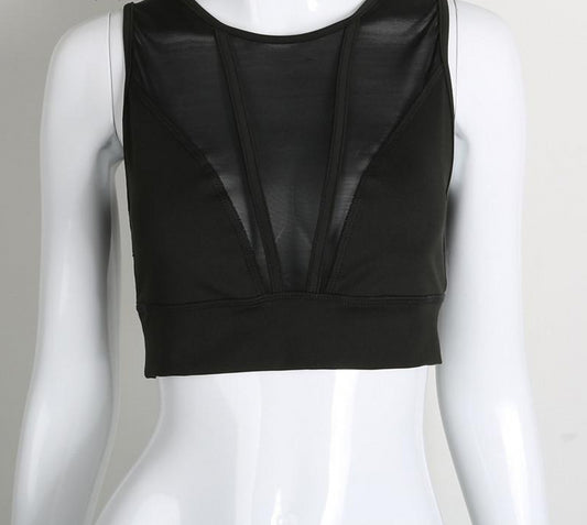 Mesh See Through O Neck Workout Top
