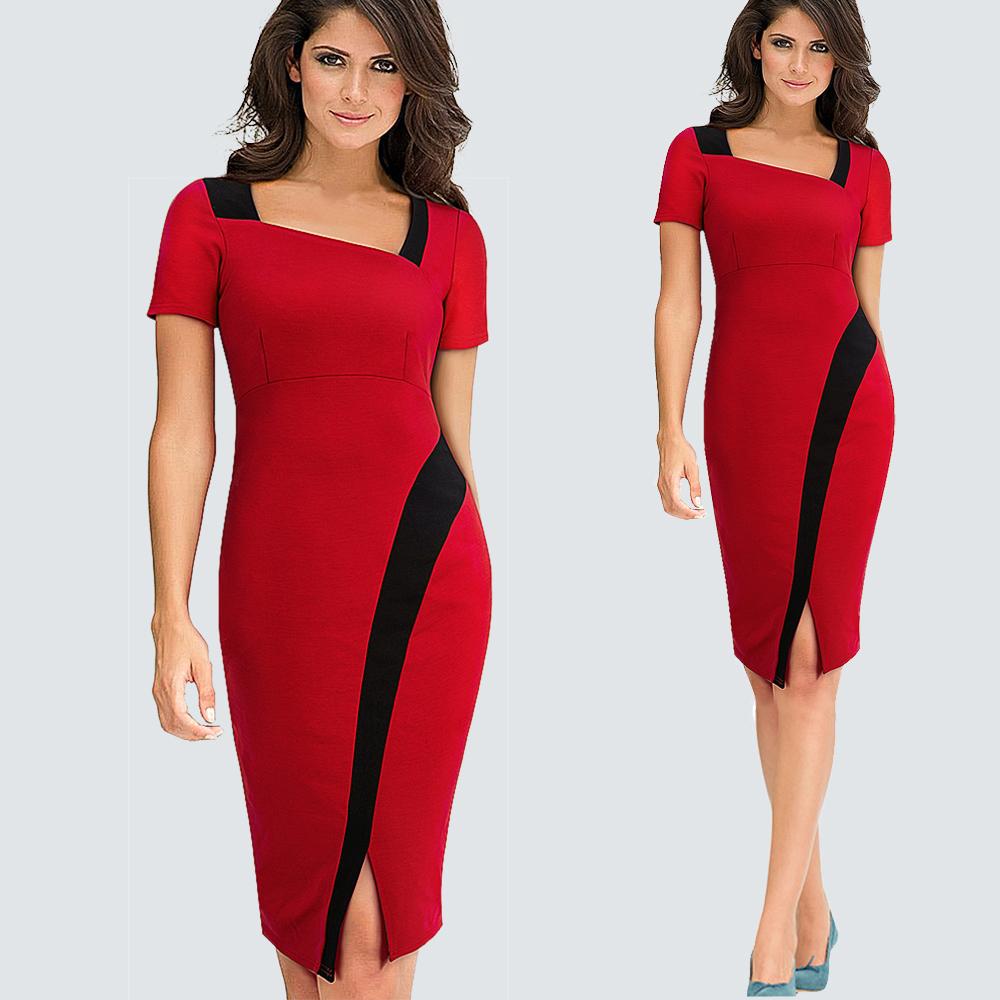 Patchwork Split Color-block Bodycon Dresses