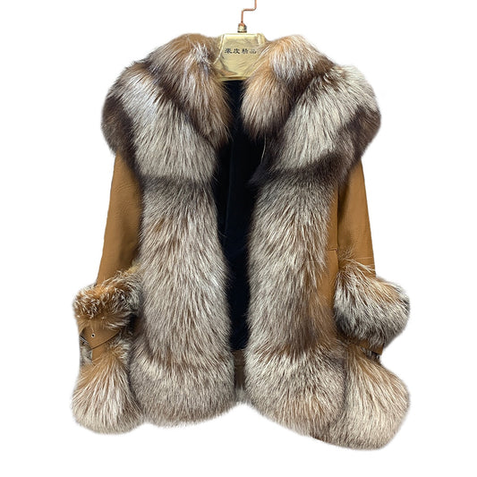 Genuine Leather Real Fox Fur Jackets