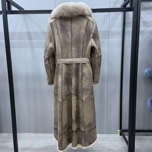 Genuine Leather Big Fur Collar & Fur Liner XLong Coats