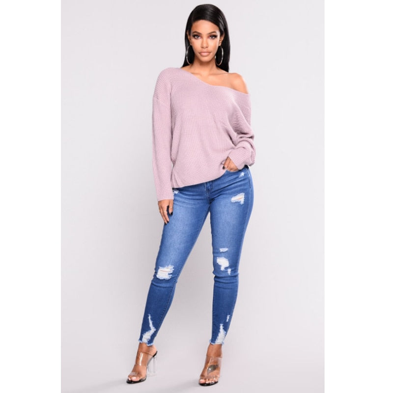 High Waist Multi Ripped Tight Jeans