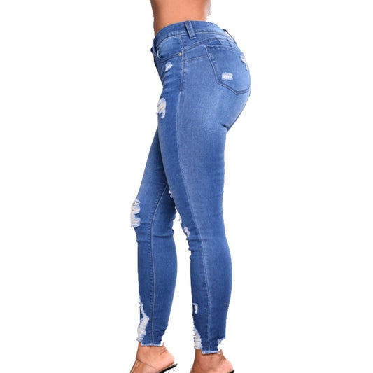 High Waist Multi Ripped Tight Jeans