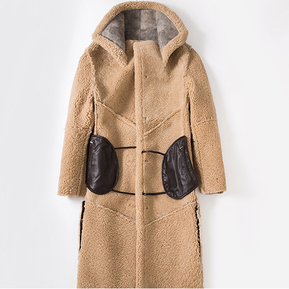 Jungle Brown Real Shearling Fur Long Coat
