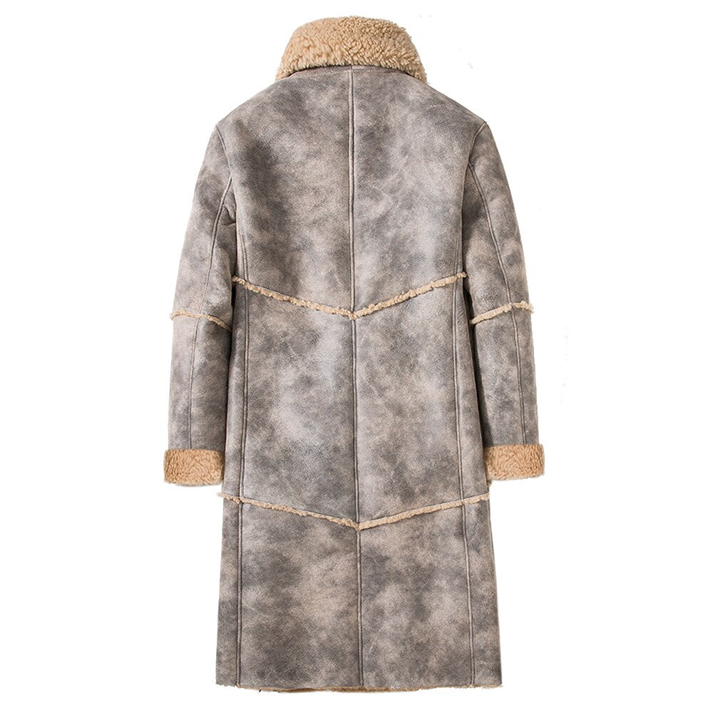 Jungle Brown Real Shearling Fur Long Coat