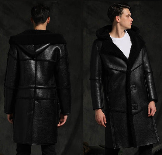 Jungle Brown Real Shearling Fur Long Coat