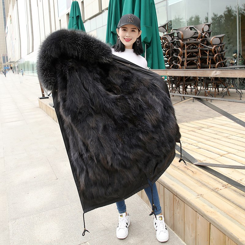 Real Fox Fur Liner and Parka X-long Coats