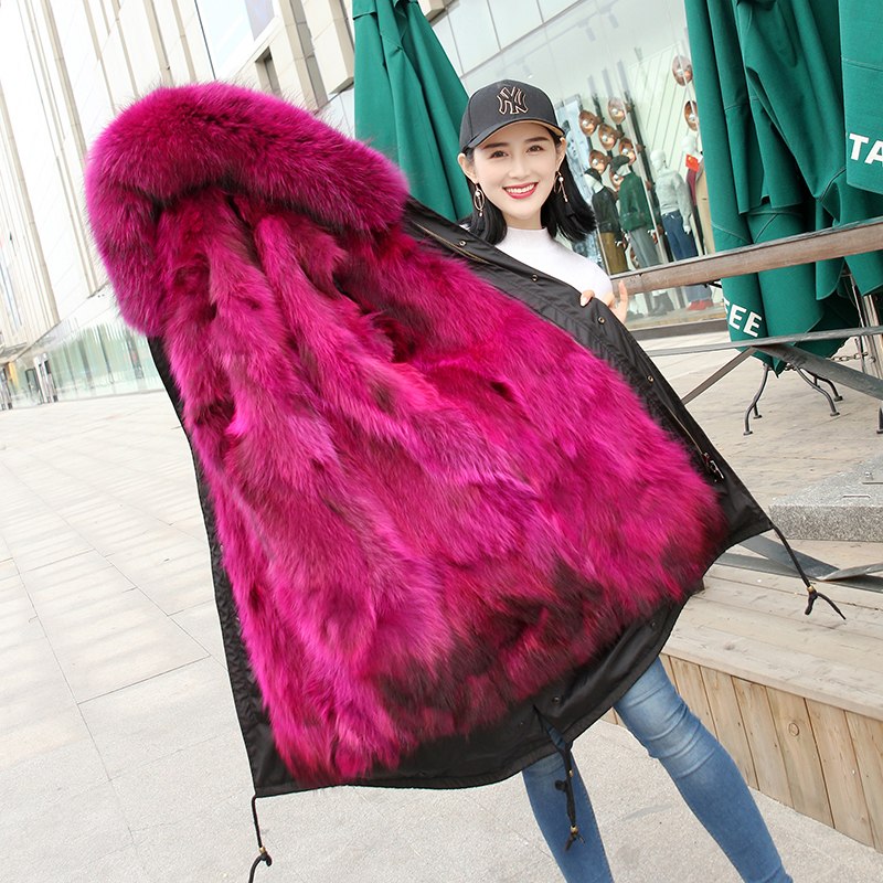 Real Fox Fur Liner and Parka X-long Coats