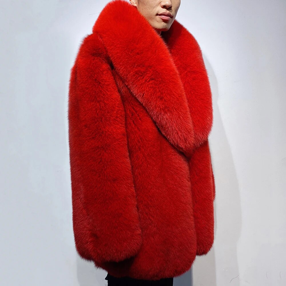 Big Collar Natural Real Fox Fur Coats Long