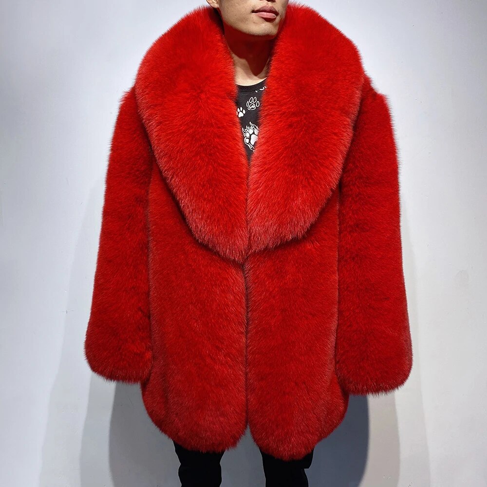 Big Collar Natural Real Fox Fur Coats Long