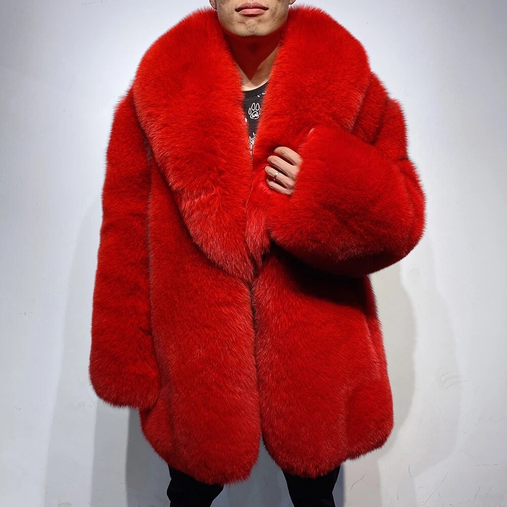 Big Collar Natural Real Fox Fur Coats Long