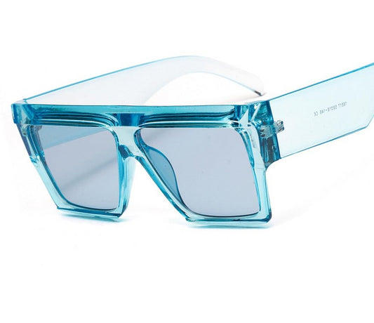 Translucent Square Oversized Flat Top Sunglasses
