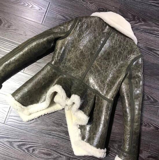 Genuine Leather Shearling Fur Peplum Moto Jackets