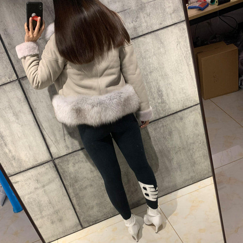 Genuine Leather Shearling Trims Full Moto Jackets