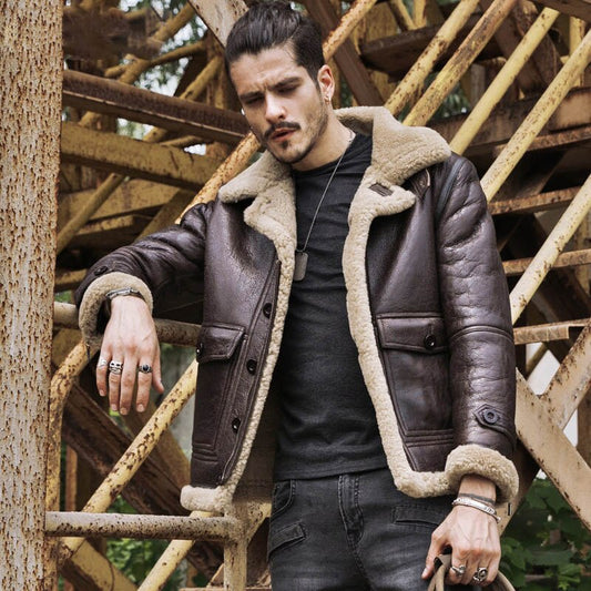 Genuine Leather Shearling Fur Lining and Trim Coats