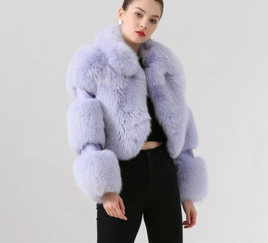Real Natural Fox Fur Crop Coats (Multi-Color)