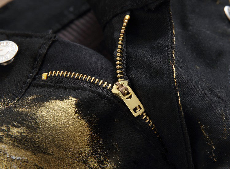 Slim fit Pleaded Biker Denim Jeans