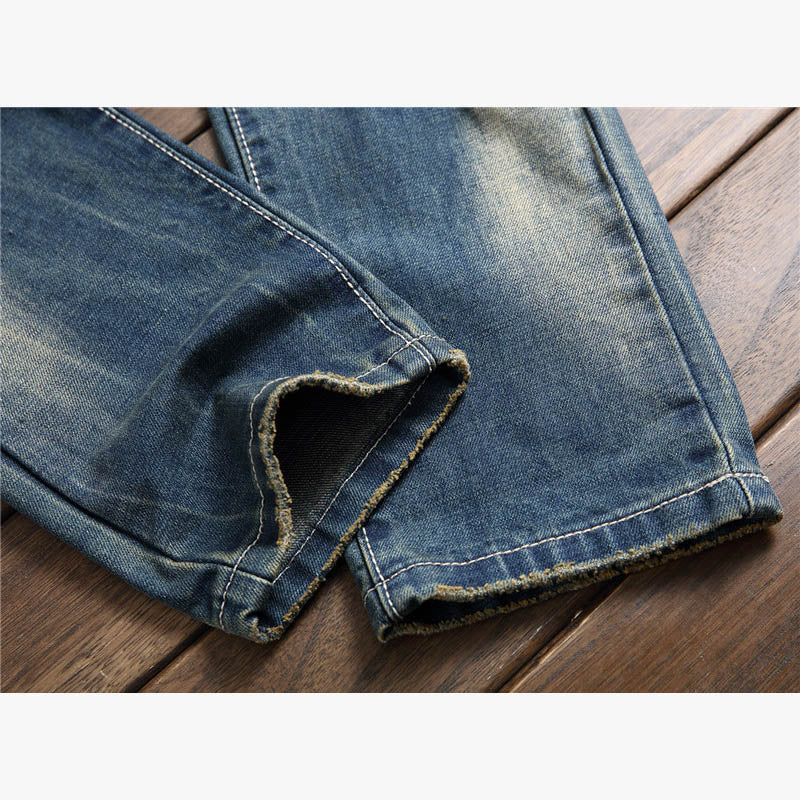 Slim fit medium wash Ripped Denim