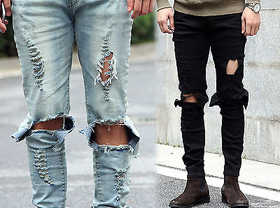 Ripped Skinny Slim Elastic Denim
