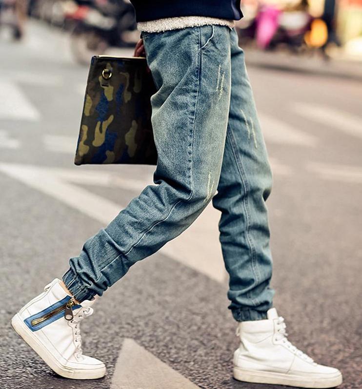 Slim Fit Destressed Jogger Denim Jeans