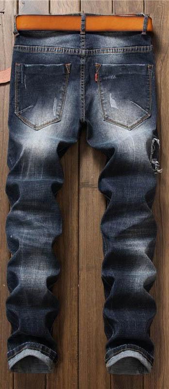 Slim Fit Ripped Denim Jeans