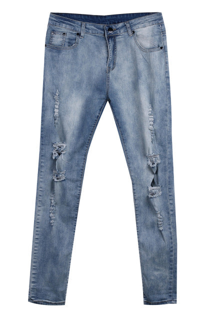 Ripped Skinny Slim Elastic Denim
