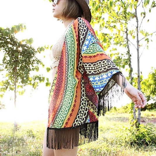 Sunflowers Printed Chiffon Shawl Kimono