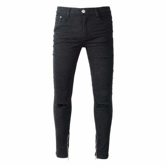 Black Ripped Slim Fit Moto Jeans