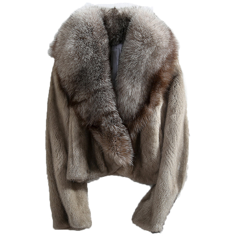 Genuine Mink Coat With Big Fur Collar