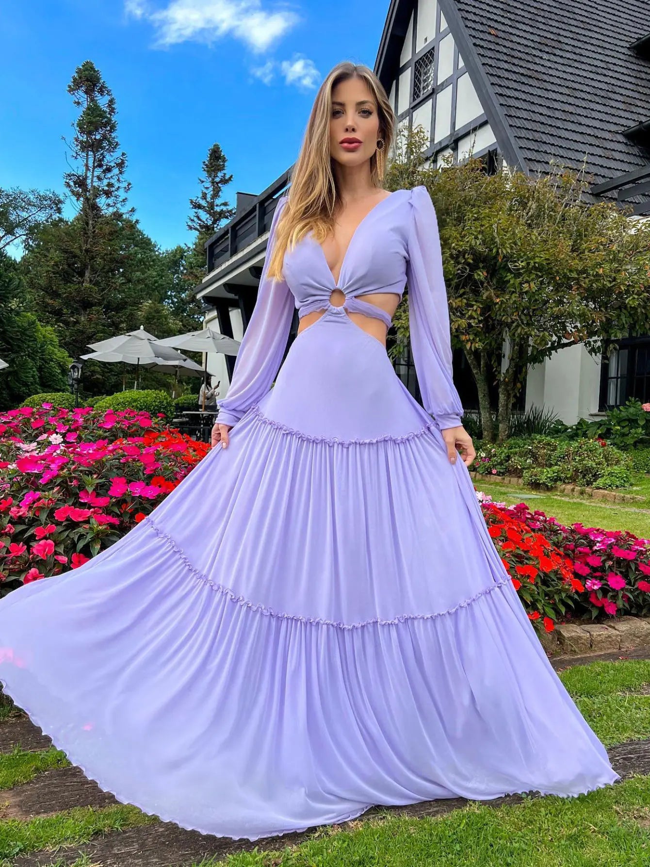 Deep V Hollow Waist Boho Summer Dresses