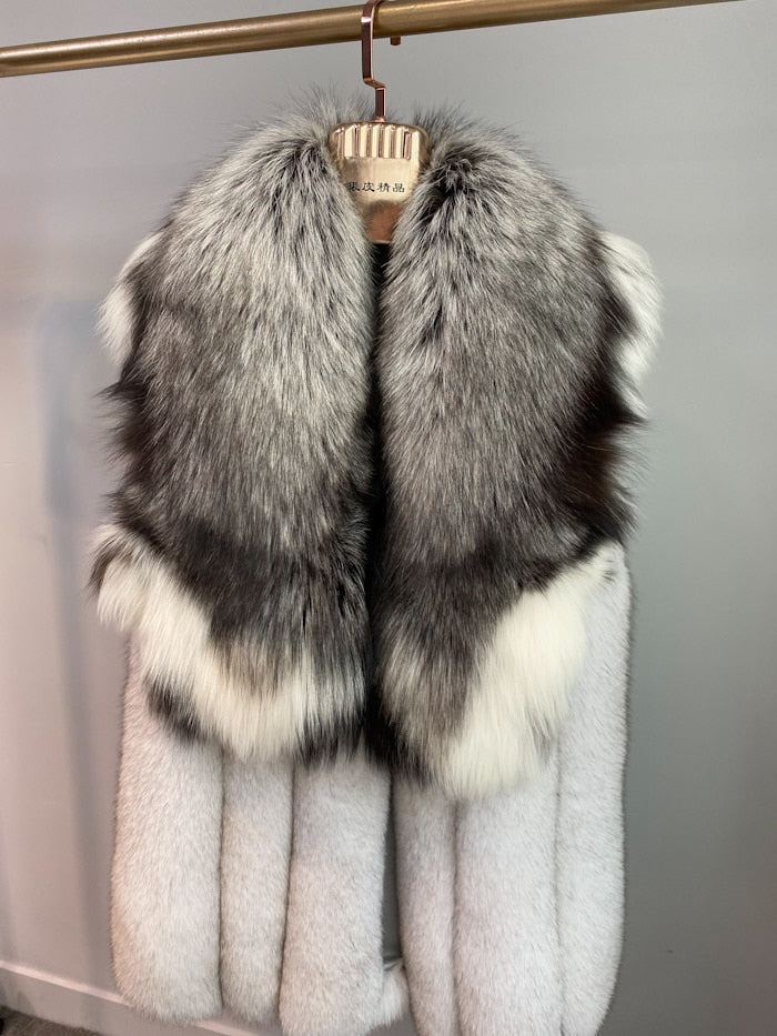 Long Real Fur Vest Big Lapel Fur Collar